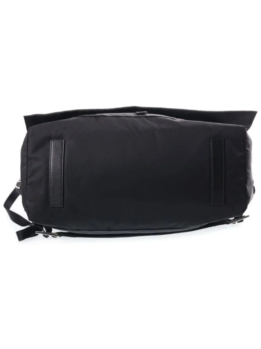 Prada Triangle Plate Technical Fabric Messenger Bag Black